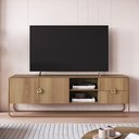 Ver imagem 3 de Rack para Sala de Estar TV 65 pol Industrial Orgânico Alek A03 Hanover Dourado - Lyam Decor