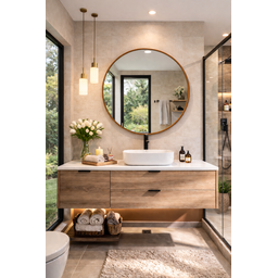 Espelho Redondo 40cm Moldura Couro Caramelo Luxo Banheiro Hall Quarto Sala - 2 Espelho Redondo 40cm Moldura Couro Caramelo Luxo Banheiro Hall Quarto Sala - 2