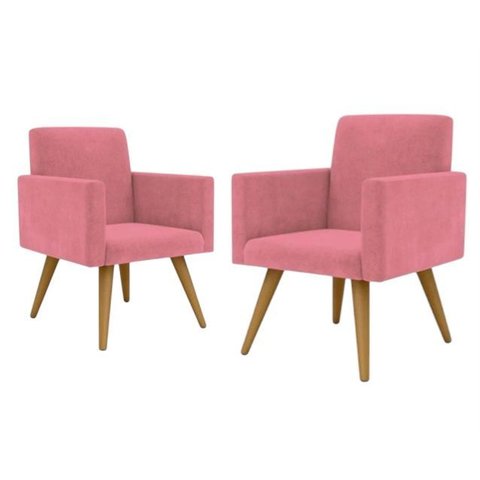 kit com 2 poltrona decorativa  talita  cor  rosa