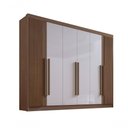 Ver imagem 1 de Guarda Roupa Casal 6 Portas Ripado 7 Gavetas sem Pés Athos - D' Doro Castanho/off White/ripado
