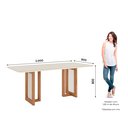 Ver imagem 3 de Mesa de Jantar 200x90cm Tampo Vidro/MDF Canto Arredondado Yara Bege/Nature/Off White