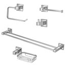 Ver imagem 1 de Kit Acessórios Quadrado Banheiro 100% Metal Cromado 5 Peças