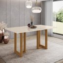 Ver imagem 1 de Mesa de Jantar 160x90cm Tampo Vidro/MDF Canto Reto Yara Bege/Nature/Off White