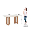 Ver imagem 3 de Mesa de Jantar 160x90cm Tampo Vidro/MDF Canto Reto Yara Bege/Nature/Off White