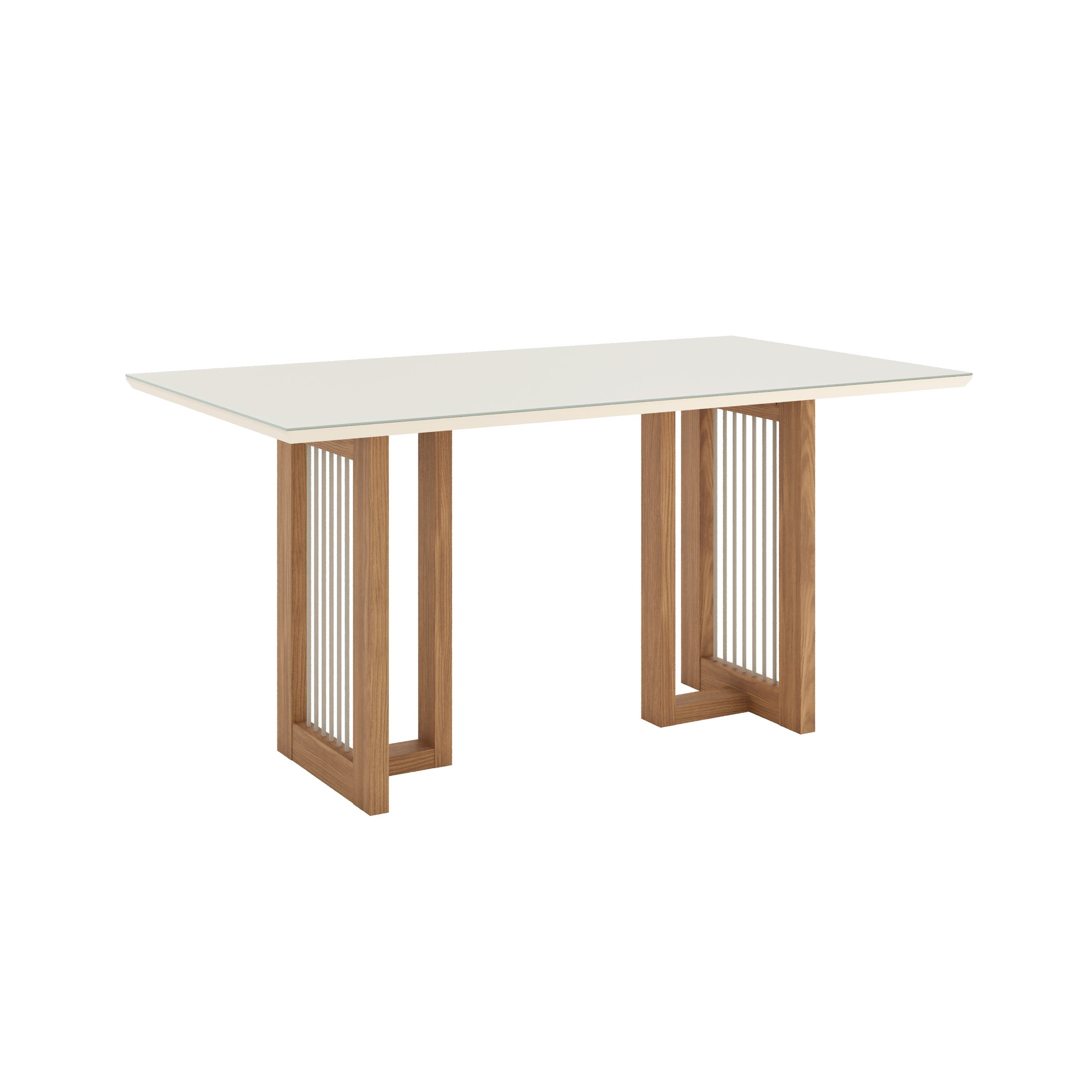 Mesa de Jantar 160x90cm Tampo Vidro/MDF Canto Arredondado Yara - 2