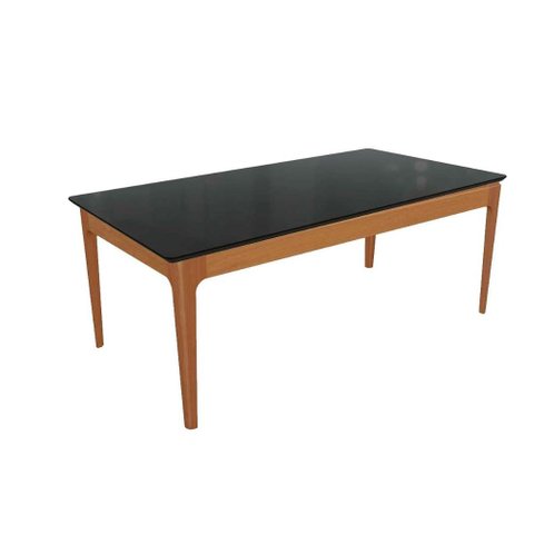 Mesa de Sala Jantar Mira Madeira Maciça C/tampo Madeirado C/ Vidro 90x160cm Carvalho/preto Fosco/