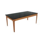 Ver imagem 1 de Mesa de Sala Jantar Mira Madeira Maciça C/tampo Madeirado C/ Vidro 90x160cm Carvalho/preto Fosco/