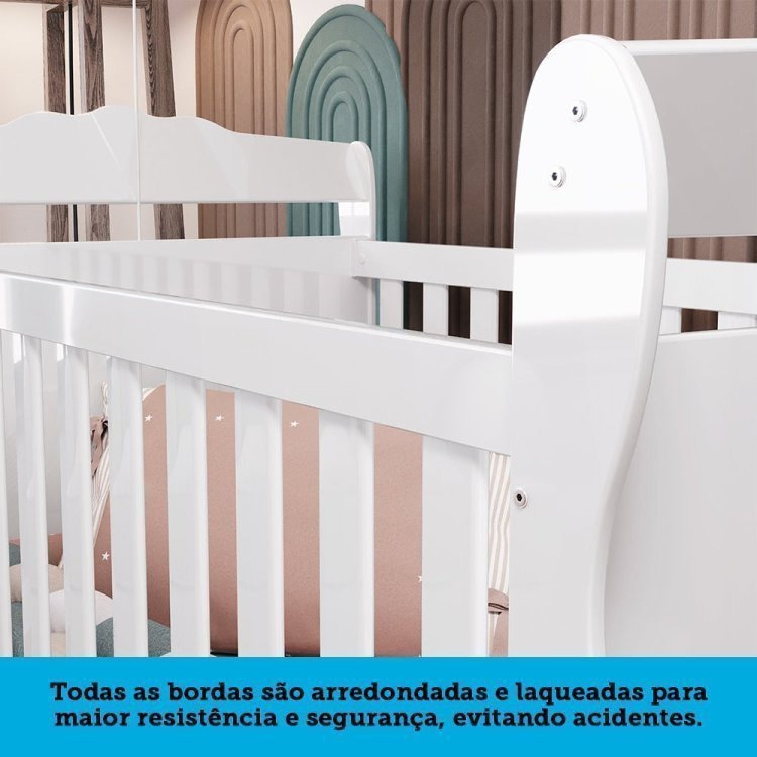 Quarto de Bebê Berço Americano e Cômoda com Janelas Retangulo Cocada Espresso Móveis - 11