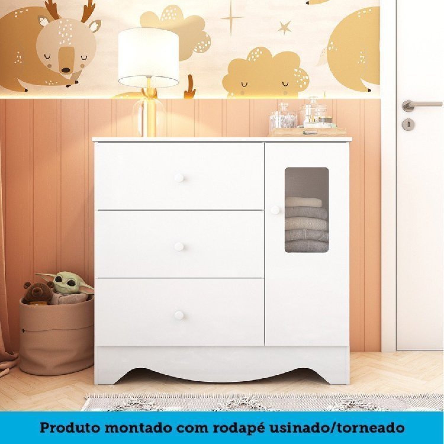 Quarto de Bebê Berço Americano e Cômoda com Janelas Retangulo Cocada Espresso Móveis - 7