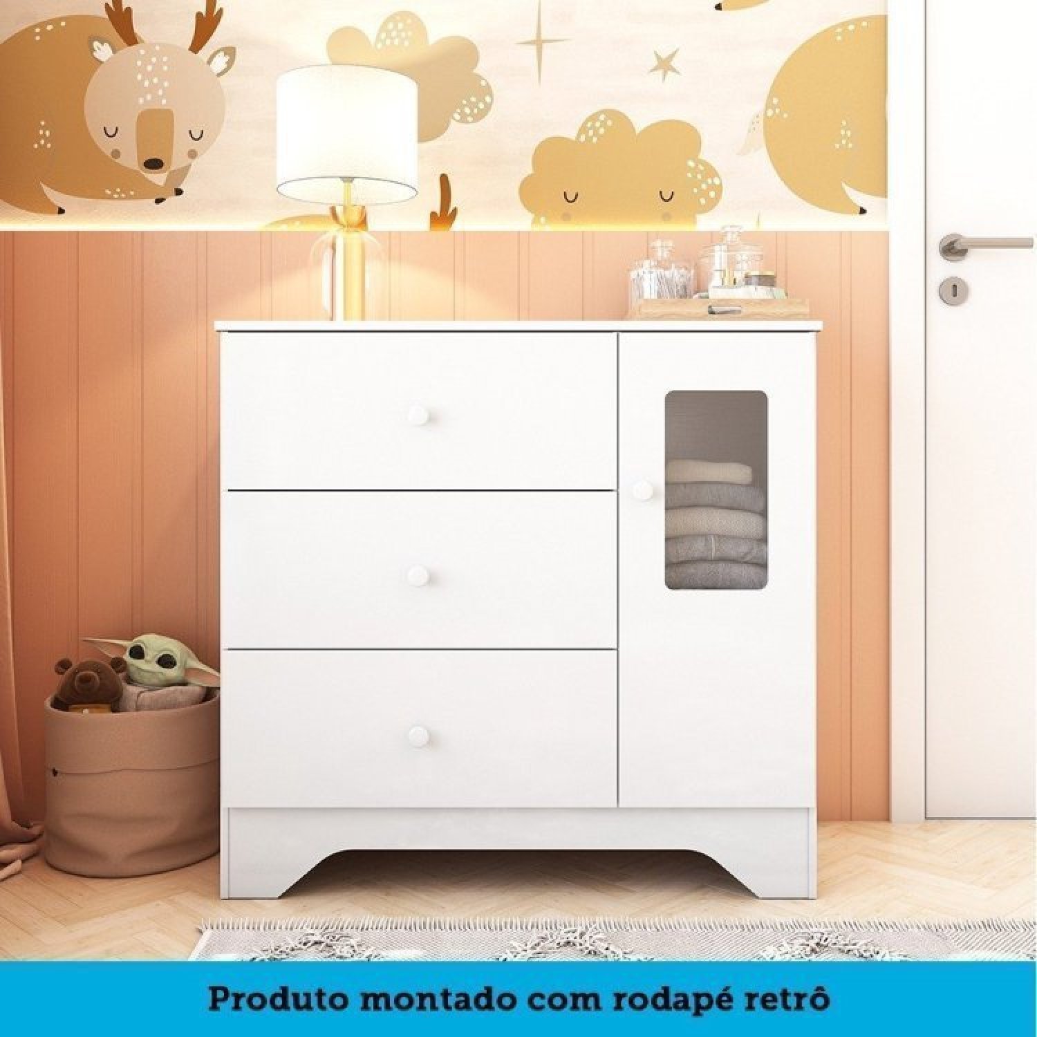 Quarto de Bebê Berço Americano e Cômoda com Janelas Retangulo Cocada Espresso Móveis - 8