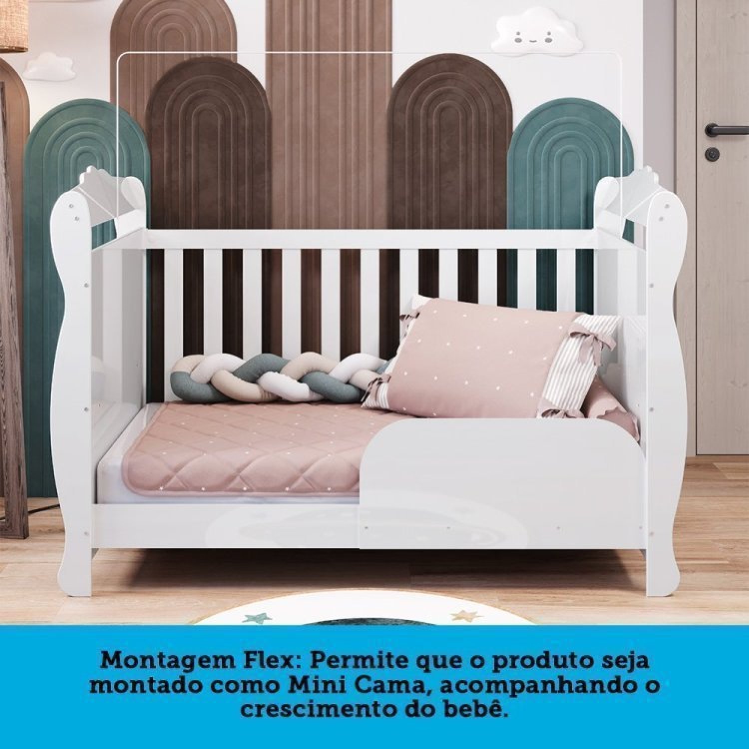 Quarto de Bebê Berço Americano e Cômoda com Janelas Retangulo Cocada Espresso Móveis - 13