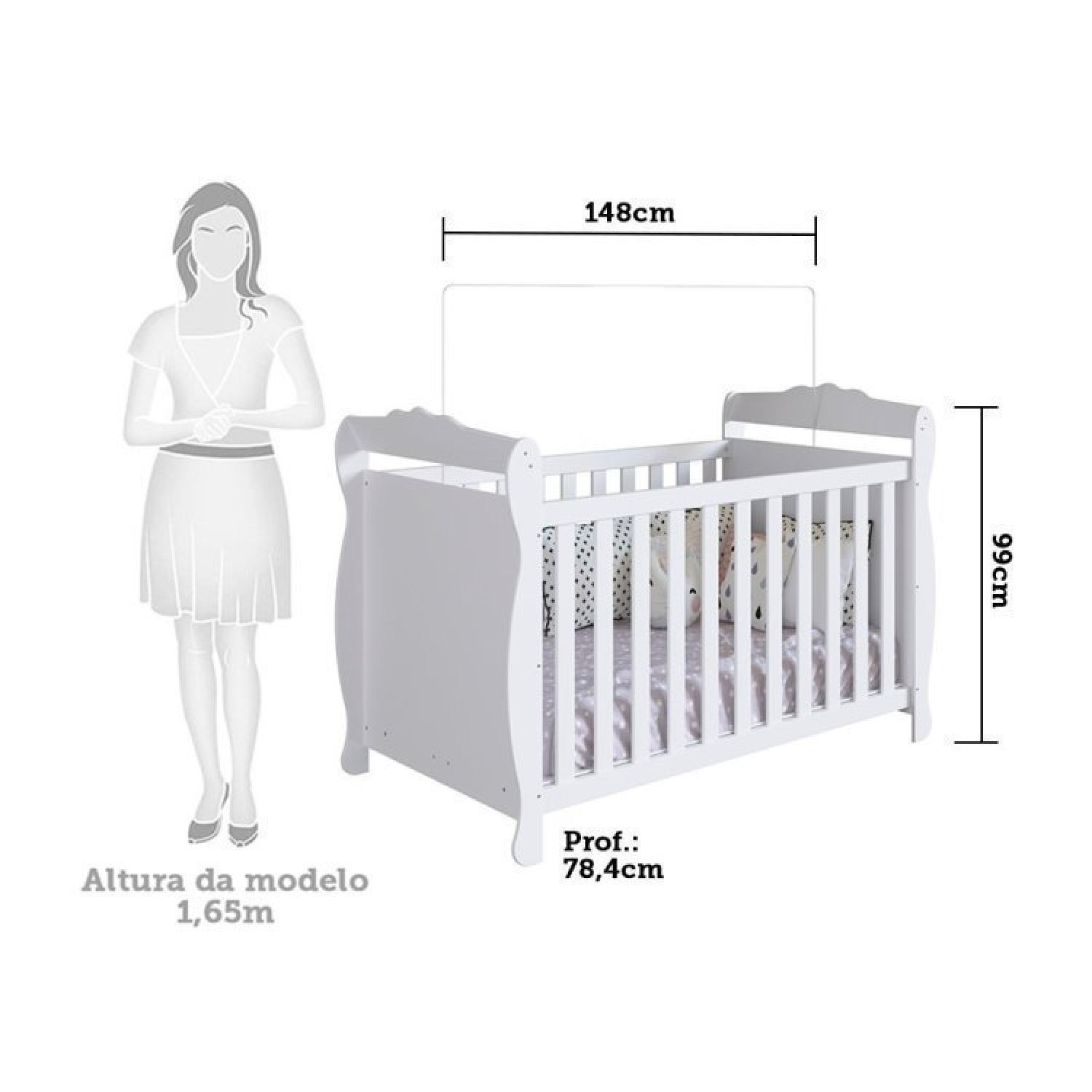 Quarto de Bebê Berço Americano e Cômoda com Janelas Retangulo Cocada Espresso Móveis - 4