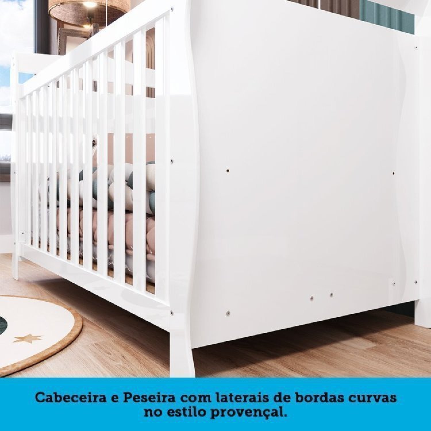 Quarto de Bebê Berço Americano e Cômoda com Janelas Retangulo Cocada Espresso Móveis - 12