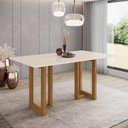 Ver imagem 1 de Mesa de Jantar 160x90cm Tampo MDF Canto Reto Yara Bege/Nature/Off White