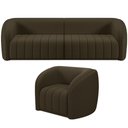 Ver imagem 1 de Kit Sofá 4 Lugares para Sala Estar 252 Cm com 01 Poltrona Lazio M03 Veludo Marrom - Lyam Decor