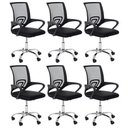 Ver imagem 1 de Kit 6 Cadeiras de Rodízios Escritório Home Office Telinha Preto