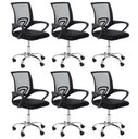 Ver imagem 1 de Kit 6 Cadeiras de Rodízios Escritório Home Office Telinha Preto