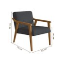 Ver imagem 3 de Poltrona Decorativa Madeira Maciça Jequitibá Assento com Persintas Elásticas e Algodão Flavia Cinza Nogueira Chumbo
