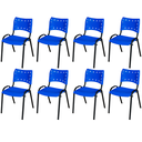 Ver imagem 2 de Kit 9 Cadeiras Iso Fixa Empilhável Escola Igreja Salão:azul