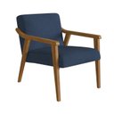 Ver imagem 2 de Poltrona Decorativa Madeira Maciça Jequitibá Assento com Persintas Elásticas e Algodão Flavia Nogueira/Azul