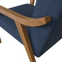 Ver imagem 6 de Poltrona Decorativa Madeira Maciça Jequitibá Assento com Persintas Elásticas e Algodão Flavia Nogueira/Azul