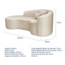 Ver imagem 3 de Recamier Curvo Orgânico 200cm 3 Lugares Lado Esquerdo para Sala de Estar Bouclé Londres Bege