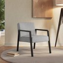 Ver imagem 1 de Poltrona Decorativa Madeira Maciça Jequitibá Assento com Persintas Slim Preto Cinza Claro