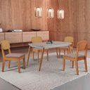 Ver imagem 1 de Mesa de Jantar Copper 120cm Tampo Canto Copo Mdf Vidro com 4 Cadeiras Copper Premium Moderna Mobília