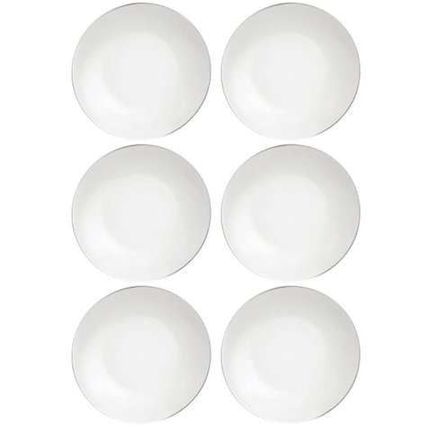 Conjunto 6 Pratos Fundos Tramontina Atena 22cm Porcelana Sopas Caldos Mesa Posta