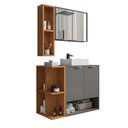 Ver imagem 2 de Gabinete Armário para Banheiro 70 Cm com Espelheira e Cuba Titanium Naturalle Isla Shop Jm