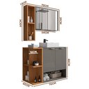 Ver imagem 4 de Gabinete Armário para Banheiro 70 Cm com Espelheira e Cuba Titanium Naturalle Isla Shop Jm