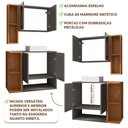 Ver imagem 3 de Gabinete Armário para Banheiro 70 Cm com Espelheira e Cuba Titanium Naturalle Isla Shop Jm