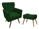 Ver imagem 1 de Kit Poltrona Decorativa Aurora + 1 Puff Retangular Suede Verde Pés Madeira Mz Decor