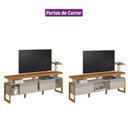 Ver imagem 4 de Rack para TV até 70 Polegadas MDF 180cm Portas de Correr Esmeralda Branco