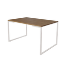 Ver imagem 1 de Mesa de Jantar Industrial Base Ferro Branco Tampo 137x90 Amêndoa