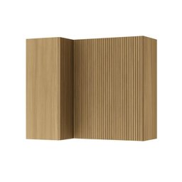 Armário Aéreo Modular de Canto Nesher Rainha Ripado Mdf 2 Portas Marrom - 1