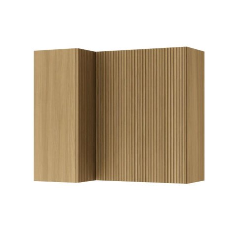 Armário Aéreo Modular de Canto Nesher Rainha Ripado Mdf 2 Portas Marrom