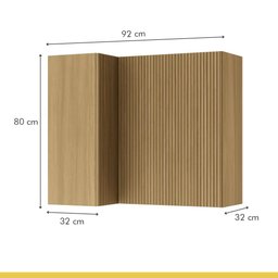 Armário Aéreo Modular de Canto Nesher Rainha Ripado Mdf 2 Portas Marrom - 3