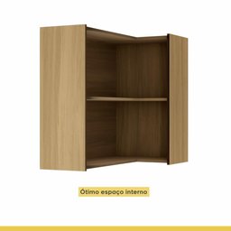Armário Aéreo Modular de Canto Nesher Rainha Ripado Mdf 2 Portas Marrom - 2