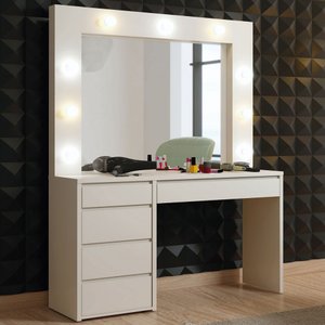 Camarim e Penteadeira Anne 5 Gavetas Off White