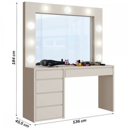 Camarim e Penteadeira Anne 5 Gavetas Off White - 3