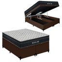 Ver imagem 2 de Kit Cama Box Baú King Bipartido Royal Air Molas Ensacadas Marrom Royal