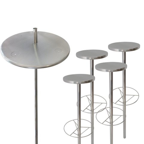 Kit Mesa Bar Molhado com Regulagem + 4 Bancos + Chumbadores