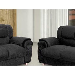Conjunto de Sofá 2 X 3 Lugares Ref 7025 - Preto - 2