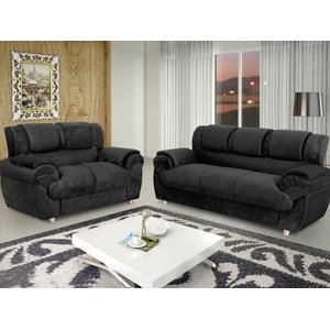 Conjunto de Sofá 2 X 3 Lugares Ref 7025 - Preto