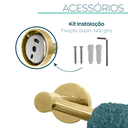Ver imagem 4 de Kit Acessorios Dourado Brilhoso Jogo Banheiro Aço Inox 4 Peças Papeleira Cabide Suporte Porta Toalha