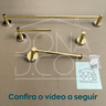Kit Acessorios Dourado Brilhoso Jogo Banheiro Aço Inox 4 Peças Papeleira Cabide Suporte Porta Toalha - 6