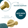 Kit Acessorios Dourado Brilhoso Jogo Banheiro Aço Inox 4 Peças Papeleira Cabide Suporte Porta Toalha - 3