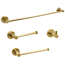 Ver imagem 1 de Kit Acessorios Dourado Brilhoso Jogo Banheiro Aço Inox 4 Peças Papeleira Cabide Suporte Porta Toalha