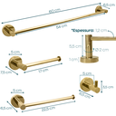 Ver imagem 5 de Kit Acessorios Dourado Brilhoso Jogo Banheiro Aço Inox 4 Peças Papeleira Cabide Suporte Porta Toalha
